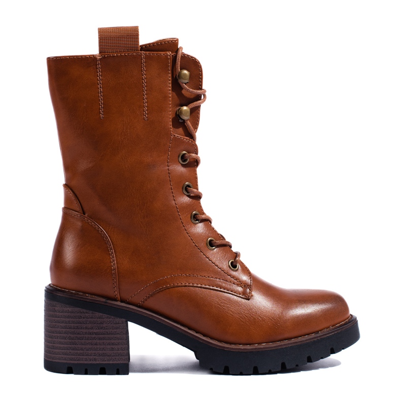 Shelovet botines altos con cordones marrón