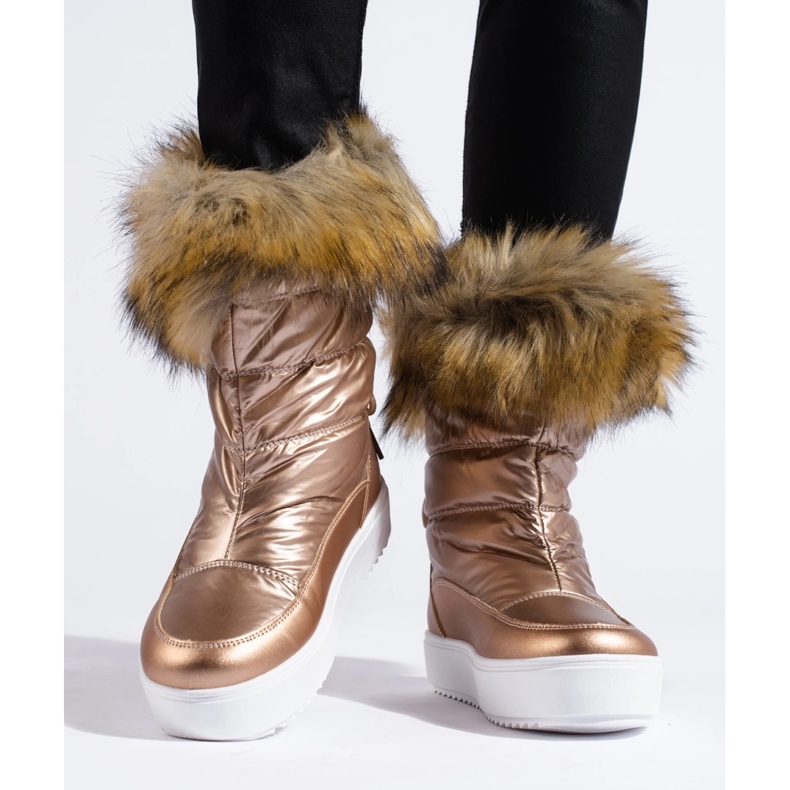 Botas de nieve de mujer Shelovet rosa con pelo rosado