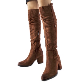 Botas tacón chocolate Neve eco-ante marrón