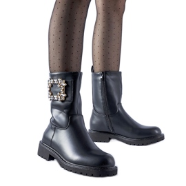Botines negros decorados con circonitas Wagner