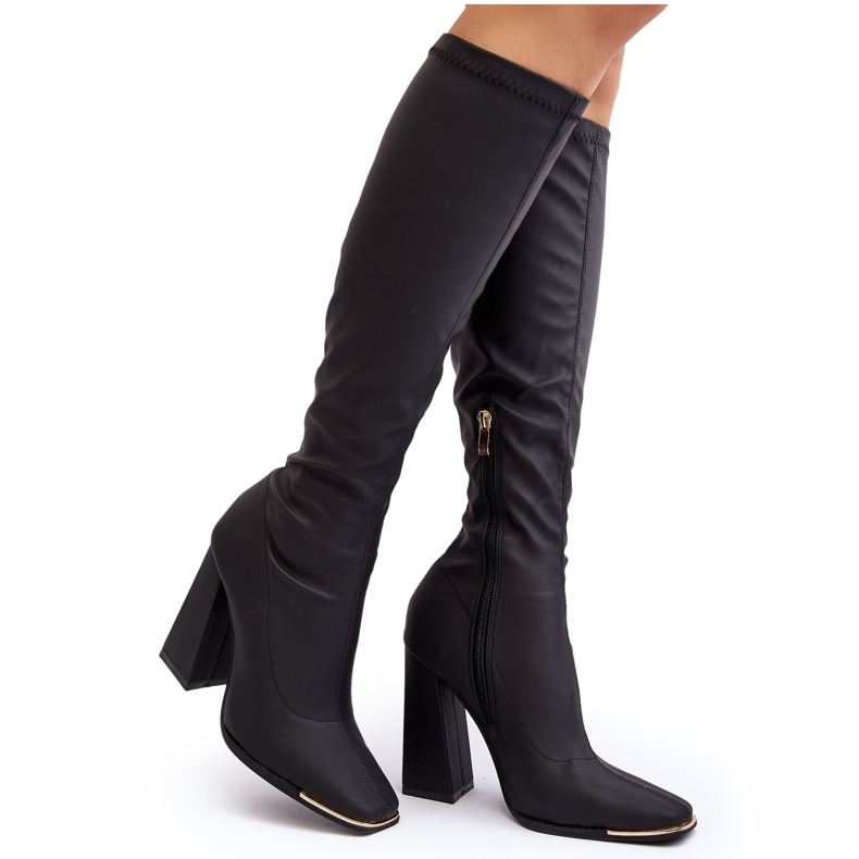 Botas de tacón alto para mujer Rishabh negro Botas de tacón alto para mujer Rishabh negro