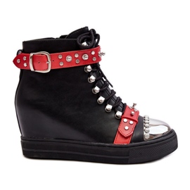 Botas de cuña aislantes con strass, ecopiel Lu Boo, negro