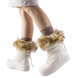 Botas de nieve beige con pelo decorativo de Igne