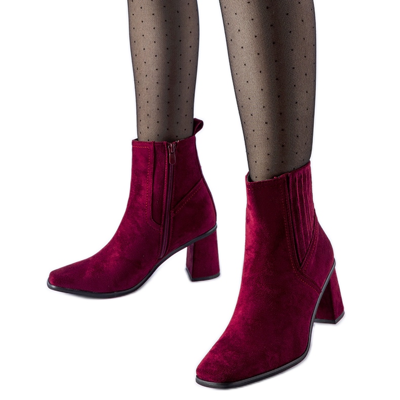 Botines burdeos con punta cuadrada de Pastina rojo