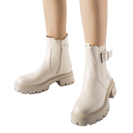 Botines aislantes beige con hebilla Casola