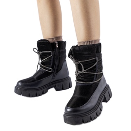 Botas de nieve negras con pedrería Pettenasco negro