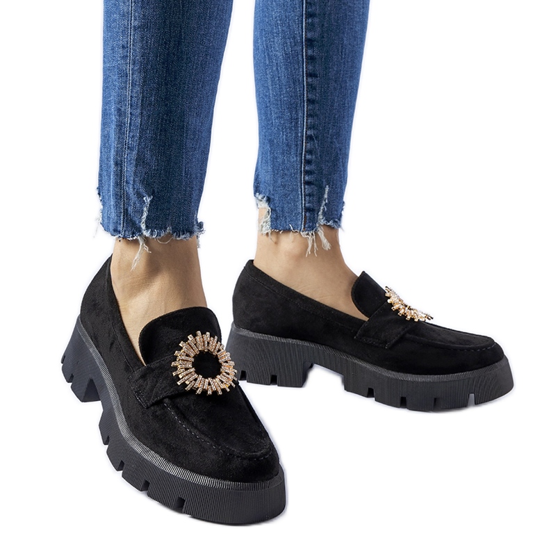 Mocasines negros decorados con hebilla Stanislas