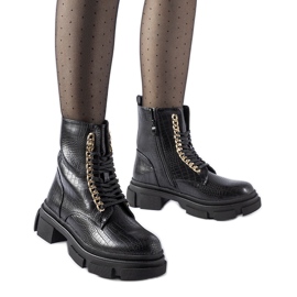 Botas de trabajador Goodland negras con cadena decorativa. negro