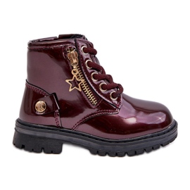 Botines niña de charol con cremallera, burdeos cálido Felori rojo