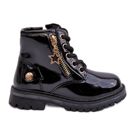 Botas de charol para niña con cremallera, aislantes negras Felori negro