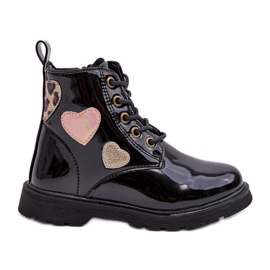 Botines infantiles de charol con adornos Negro Adete Botines infantiles de charol con adornos Negro Adete
