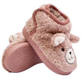 Pantuflas Infantiles Térmicas Con Osito Rosa Eberra rosado