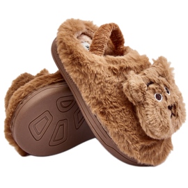 Pantuflas infantiles de pelo con osito de peluche, marrón Dicera