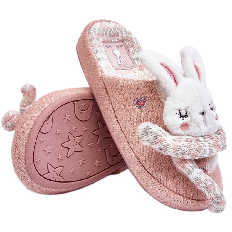 Pantuflas Infantiles Conejito Rosa Suela Gruesa, Dasca rosado