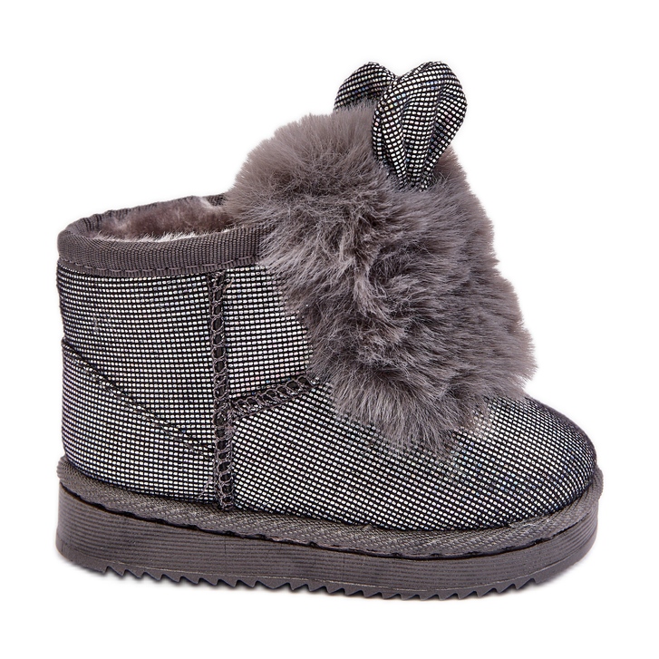 Botas de Nieve para Niños Aisladas con Pelo, Betty Gris, con Orejas Botas de Nieve para Niños Aisladas con Pelo, Betty Gris, con Orejas