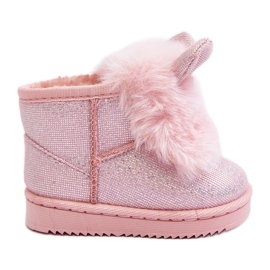 Botas de nieve para niños con aislamiento de piel, orejas Betty rosa claro