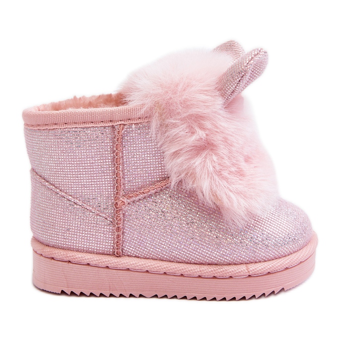 Botas de nieve para niños con aislamiento de piel, orejas Betty rosa claro rosado