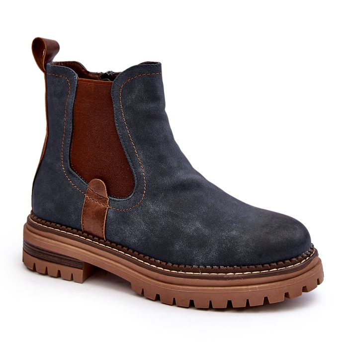 Evento Botas Chelsea aislantes para mujer con tacón plano, azul Myrine