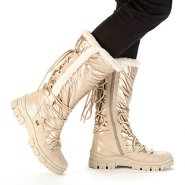 Botas de nieve impermeables de mujer en color beige alto Rieker Z1083-62