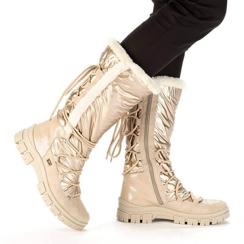 Botas de nieve impermeables de mujer en color beige alto Rieker Z1083-62 Botas de nieve impermeables de mujer en color beige alto Rieker Z1083-62