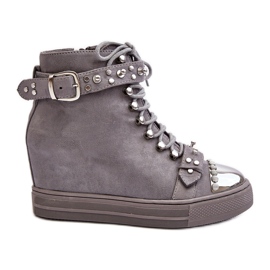 Botas de cuña aislantes con strass, ante Lu Boo, gris