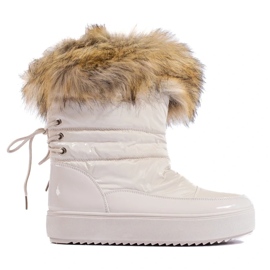 Botas de nieve mujer Shelovet color crema con pelo dorado
