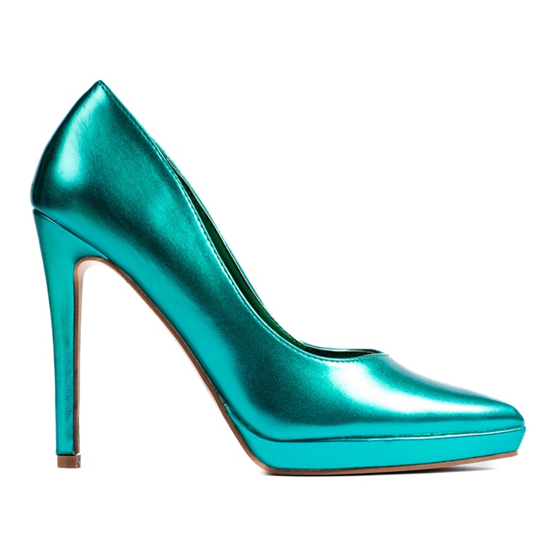 Salón stiletto Shelovet verde metalizado