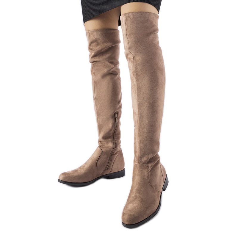 Botas Scandale largas beige cálidas ante ecológico