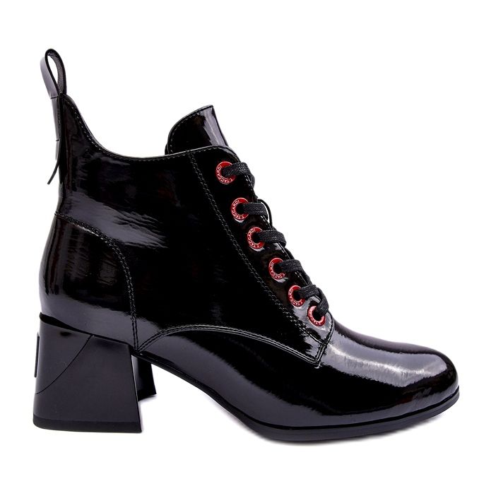 Botines Bajos Charol Cordones S.Barski MR870-66 Negro