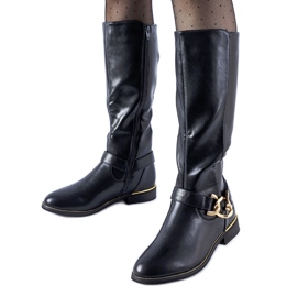 Botas aislantes negras decoradas con una hebilla Ortega negro