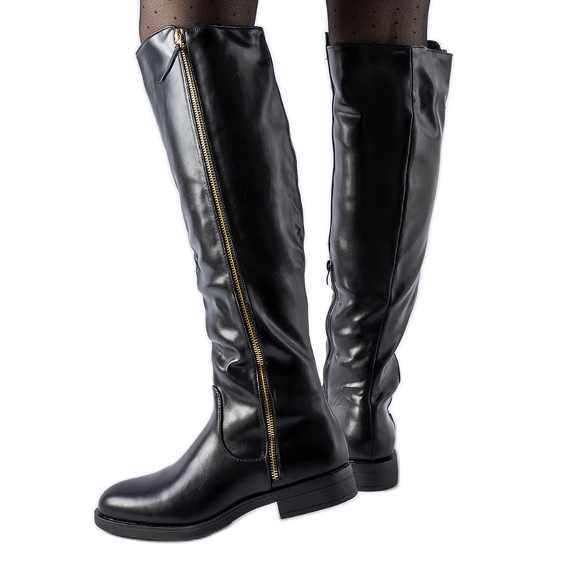 Botas largas negras con cremallera decorativa Nadwa negro