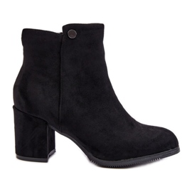 Botines Mujer Ante Tacón Alto Negro Selela