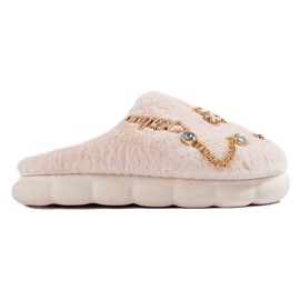 Pantuflas de mujer beige con adornos Shelovet