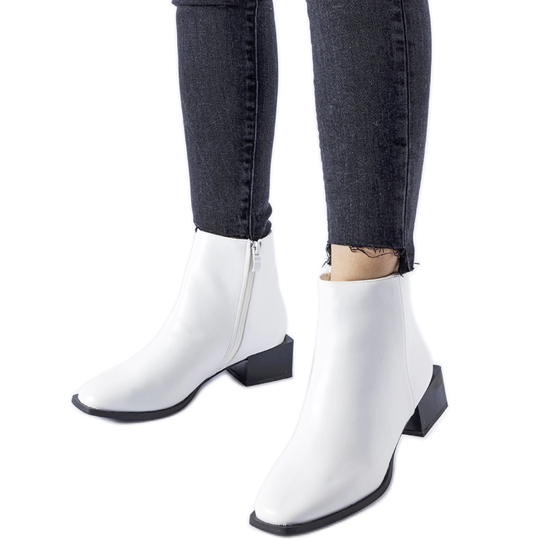 Botas blancas aislantes tacón cuadrado Boris blanco