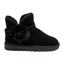 Botas de nieve para mujer de ante con recortes, negro Eraclio Botas de nieve para mujer de ante con recortes, negro Eraclio