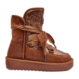 Botas de nieve para mujer con cordones D.Franklin DFSH370006 Marrón