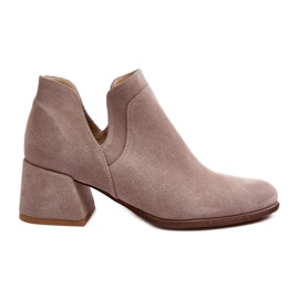 Botines de ante con tacones altos recortados, Dalros beige claro