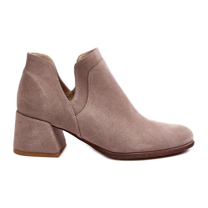 Botines de ante con tacones altos recortados, Dalros beige claro