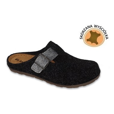 Pantuflas de hombre Inblu con aplicación de piel 155M015 negro