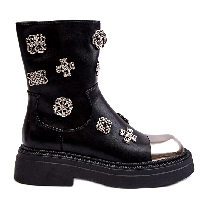 S.Barski Botines de piel con aislamiento y adornos D&amp;A MR870-14A Negro