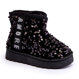 Botas de nieve para niñas aisladas con lentejuelas negras negro
