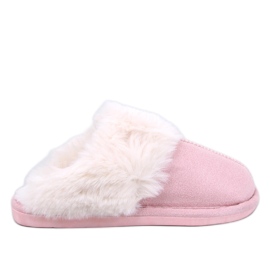 Otteys Zapatillas de casa de mujer rosa con pelo
