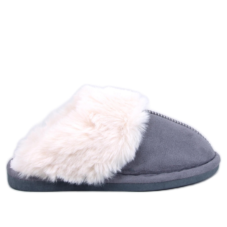 Otteys Zapatillas de casa de mujer gris con pelo