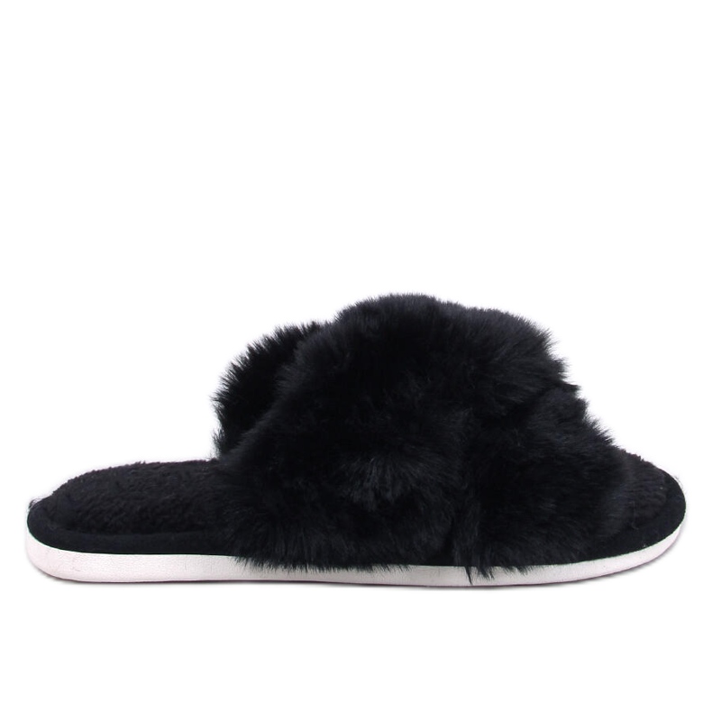 Pantuflas con tiras cruzadas de pelo Parris Black negro