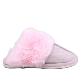 Pantuflas Allens de espiga rosa claro con pelo rosado