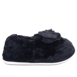 Pantuflas de pelo con lazo Emres Negro