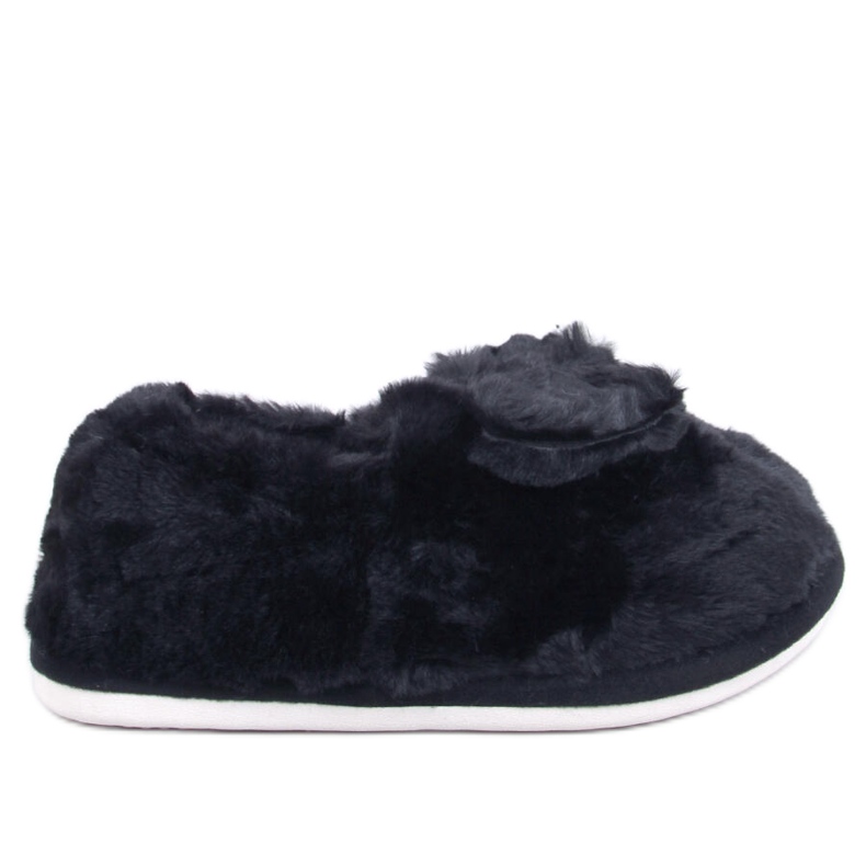 Pantuflas de pelo con lazo Emres Negro