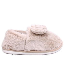 Emres Pantuflas pelo beige con lazo