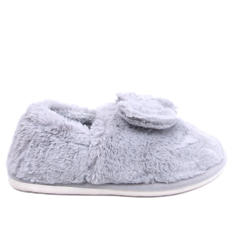 Pantuflas de pelo Emres gris con lazo Pantuflas de pelo Emres gris con lazo