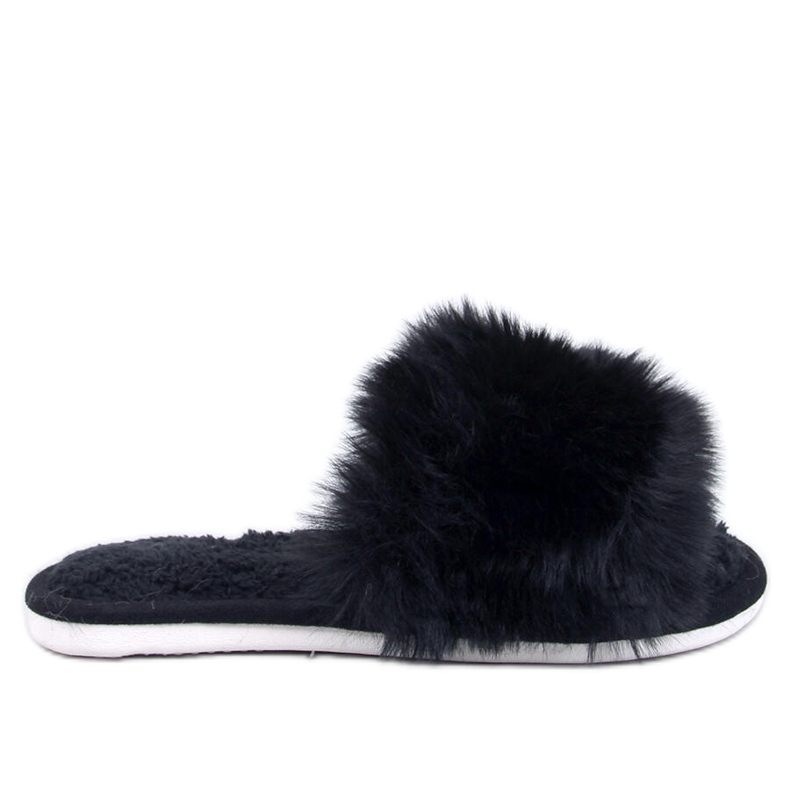 Pantuflas con puntera abierta de pelo negro Kemars